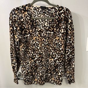 Talbots 100% merino wool leopard sweater